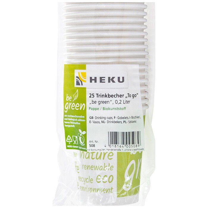 Trinkbecher Be green 200 ml 25 Stück weiß