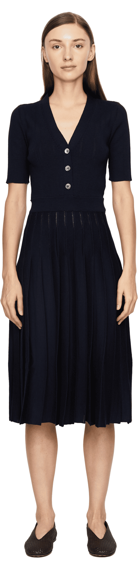 Ausgestelltes Strickkleid Marineblau