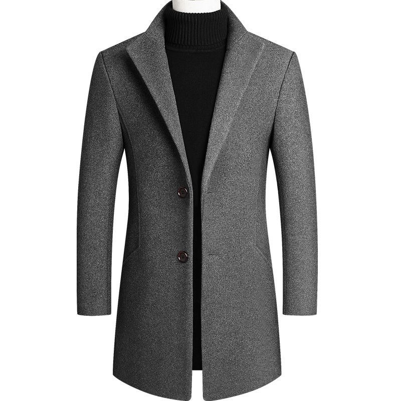 Mens Overcoat Woolen Coat Long Male Windbreaker Cotton Thick Warm Top coat Men Business Jacket Outwear