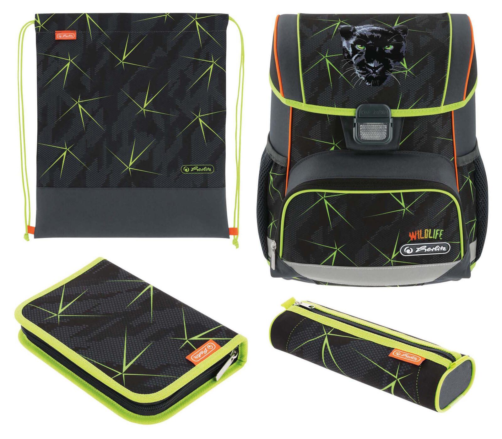 Herlitz Schulranzen-Set Loop Plus Wild Life 31,0 x 22,0 x 37,0 cm grau 16,0 l