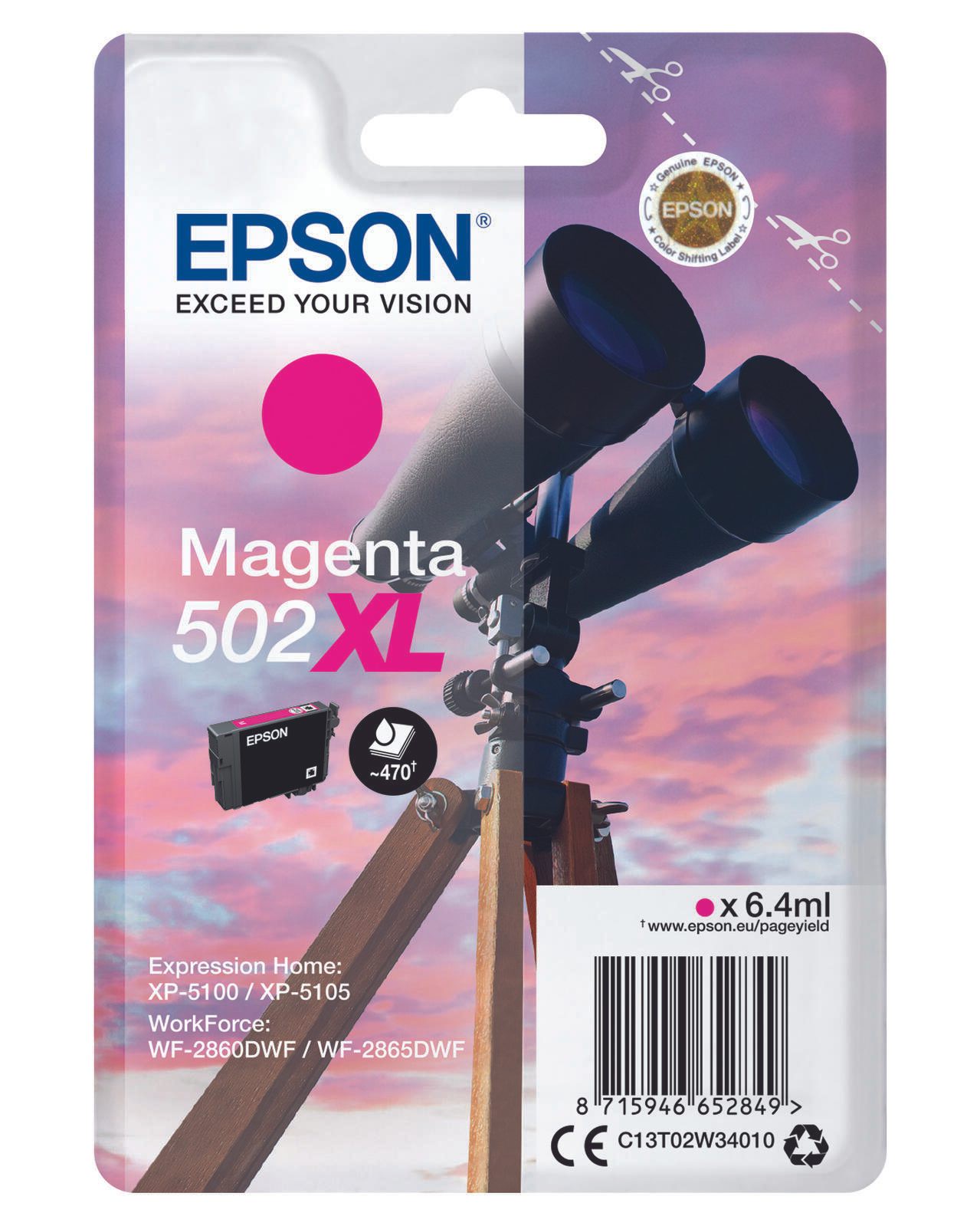 Epson Original 502XL Fernglas Druckerpatrone - magenta (C13T02W34010)