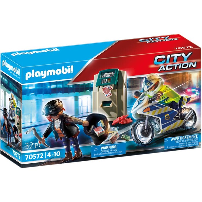 PLAYMOBIL® City Action Polizei-Motorrad: Verfolgung des Geldräubers 32 Teile 70572