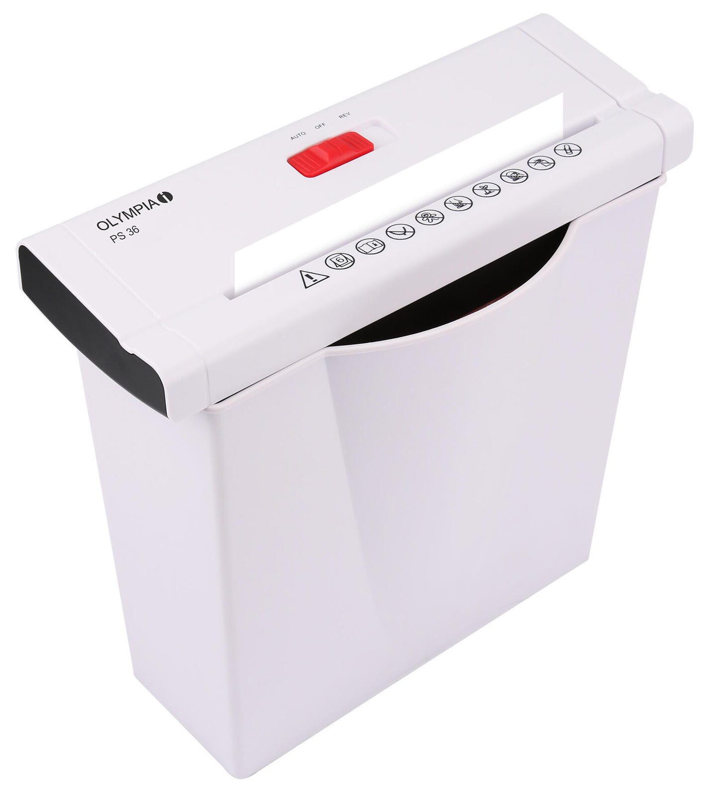 OLYMPIA PS36 Aktenvernichter mit Streifenschnitt bis 6 Blatt weiß