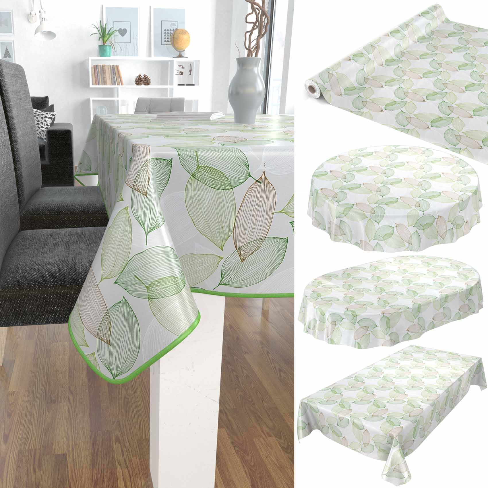 Abwaschbare Tischdecke Laub Blätter Grün Wachstuch Wachstuchtischdecke 100x140cm Schnittkante