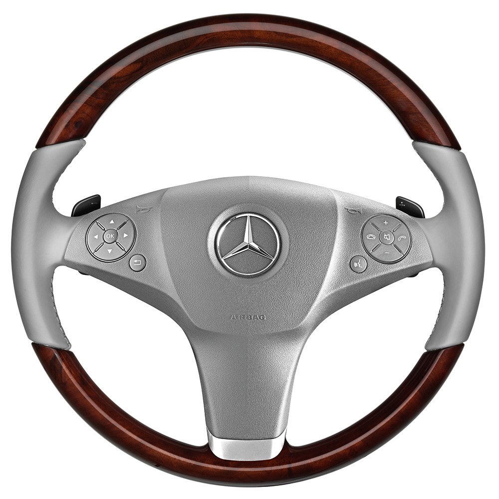 Mercedes-Benz Holz-Leder-Lenkrad mit LSP, flanellgrau, E-Klasse (A207/C207)