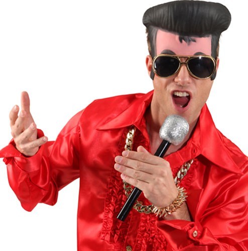 Rockstar Brille Mikrofon und Haarteil