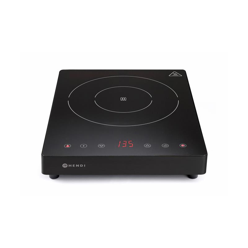 HENDI Induktionskocher digital 35°C bis 240°C 29 x 37 x 6 cm Keramikglasplatte 2000 W, Gastro Edelstahl Kochplatte Induktionsherd schwarz