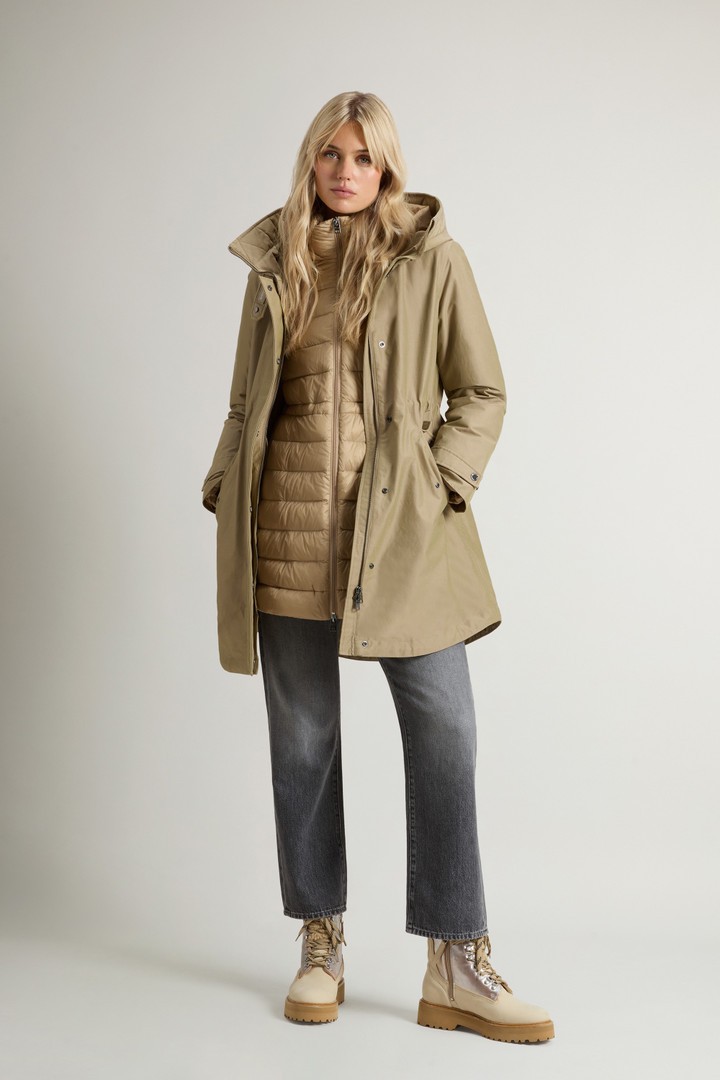 Woolrich Damen 3-in-1-Parka aus Ramar Cloth Beige Größe XL