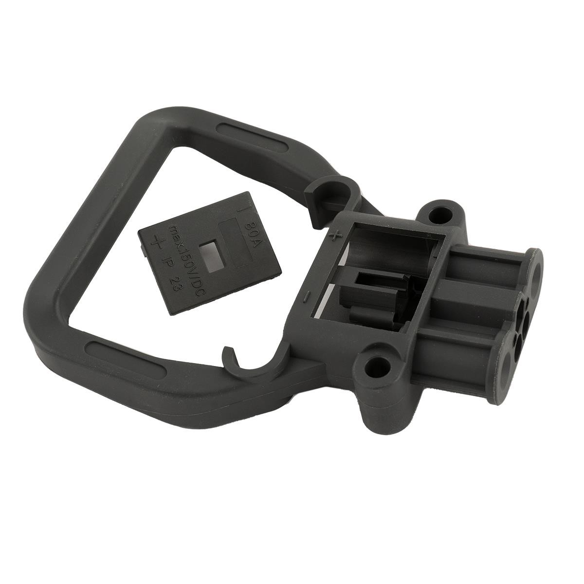 Q-Batteries Dose Euro Din 80A Kupplung 25mm² (Griff, Kodierstift grau, Hauptkontakt, Zugentlastung) Griff fest mit Gehäuse verbunden, nicht geschraubt!