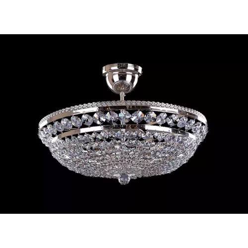 Rund Silber Luxus Deckenlampe Lüster Deckenleuchter Silber Kronleuchter Kristall