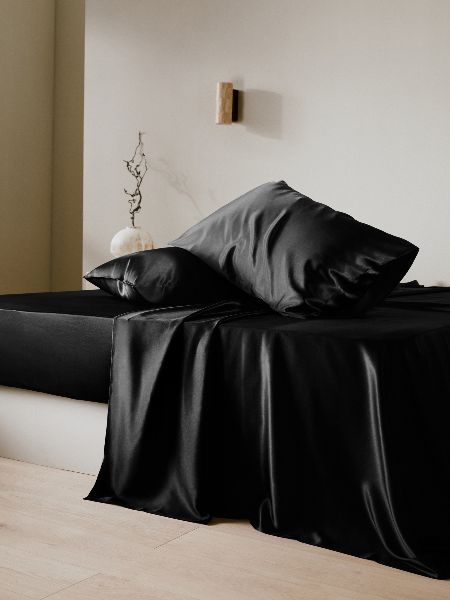 LILYSILK Seide Bettwäsche Set Schwarz DE 100% Seide Klasse 6A Geprüfte Qualität Atmungsaktiv Bettwäsche Set