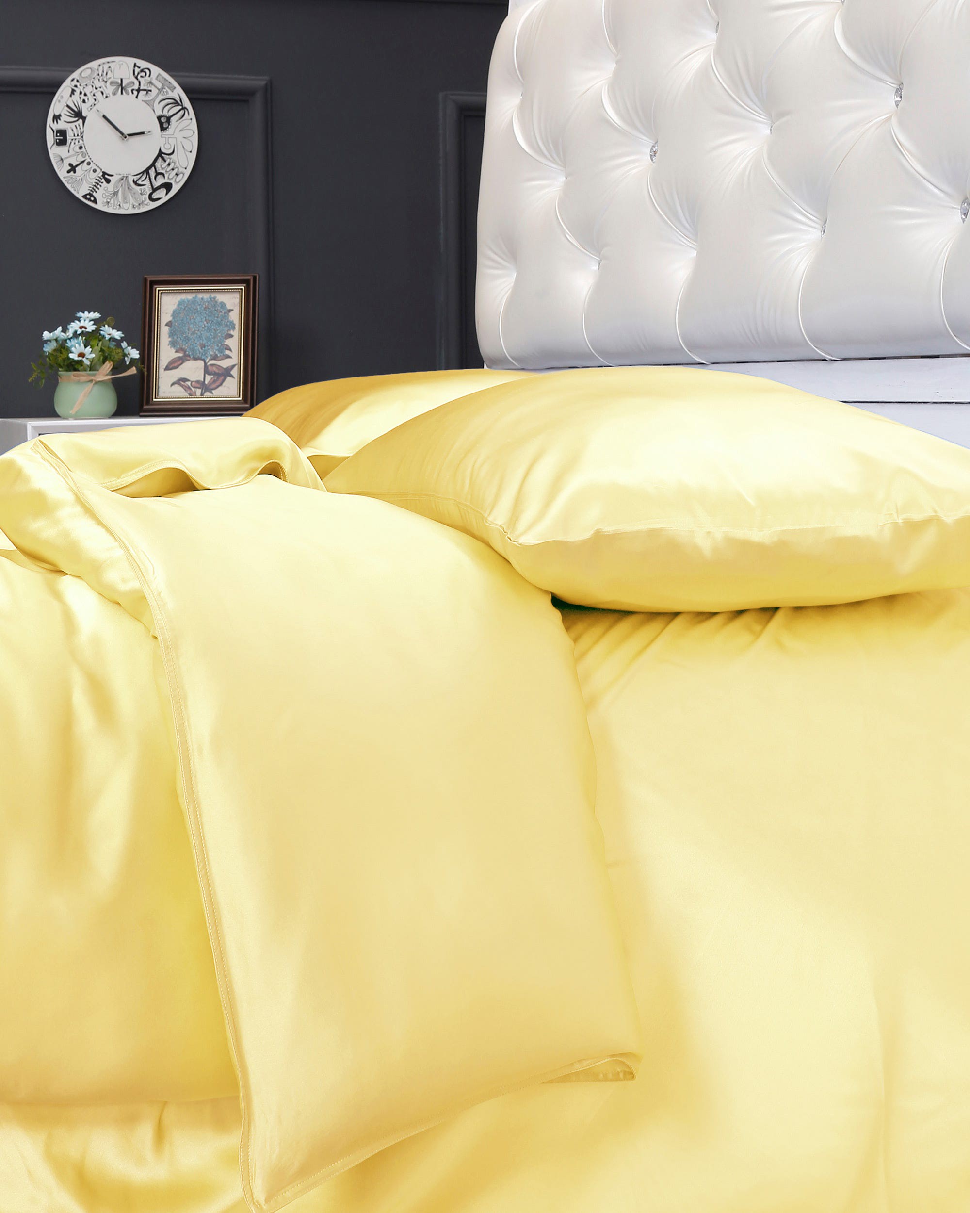 LILYSILK 22 MM Seide Bettwäsche Set Gold DE 100% Seide Klasse 6A Luxus Atmungsaktiv Superleicht Bettwäsche Set 135x200cm + 80x80cm