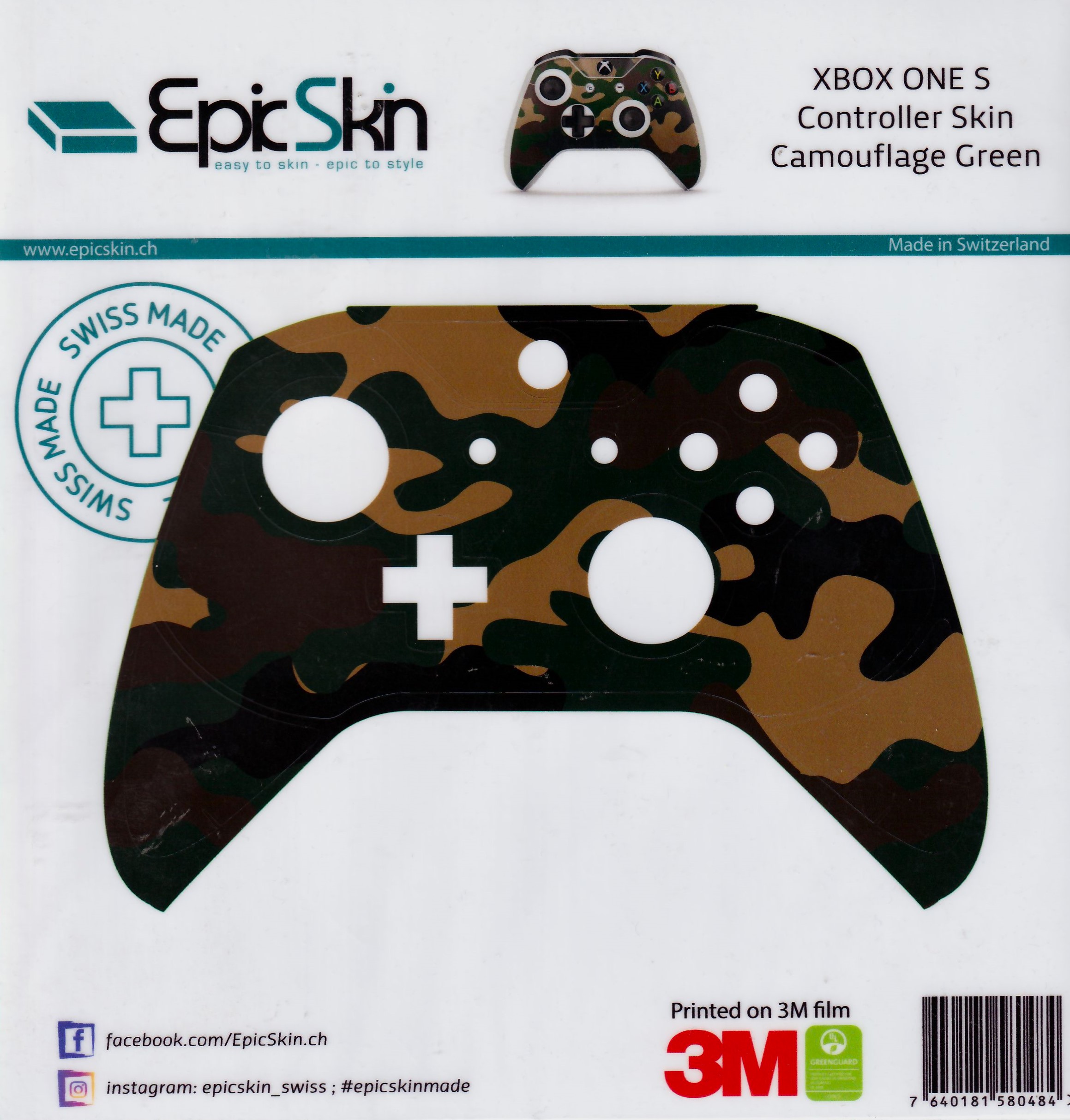 XBOX ONE S Controller Skin - Design Aufkleber Camouflage Green