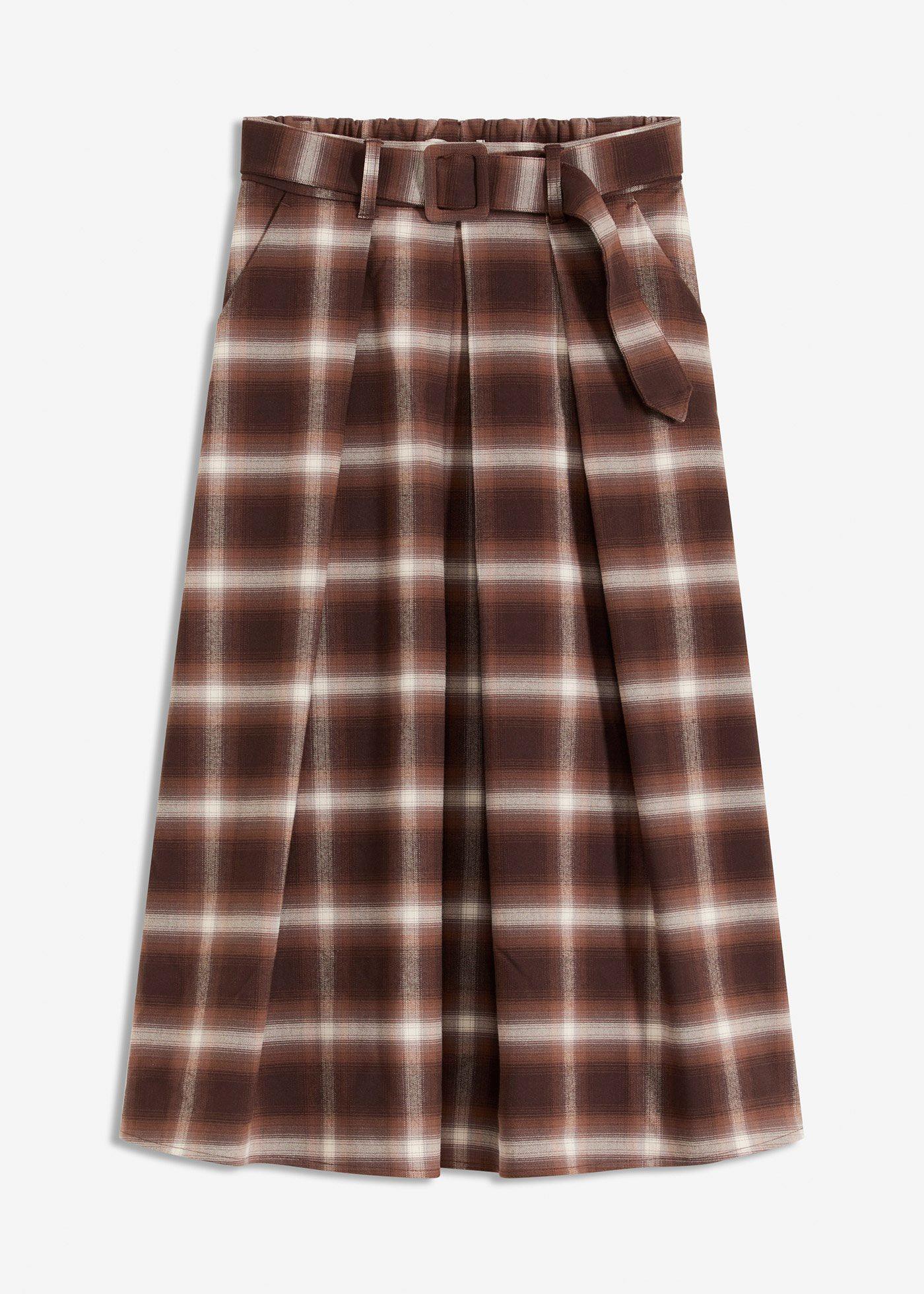 Karo Faltenrock und Gürtel (2-tlg.Set)