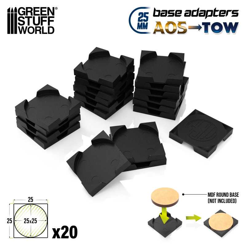Green Stuff World Hollow Bases und Adapter Rund auf Eckig 25mm (20)