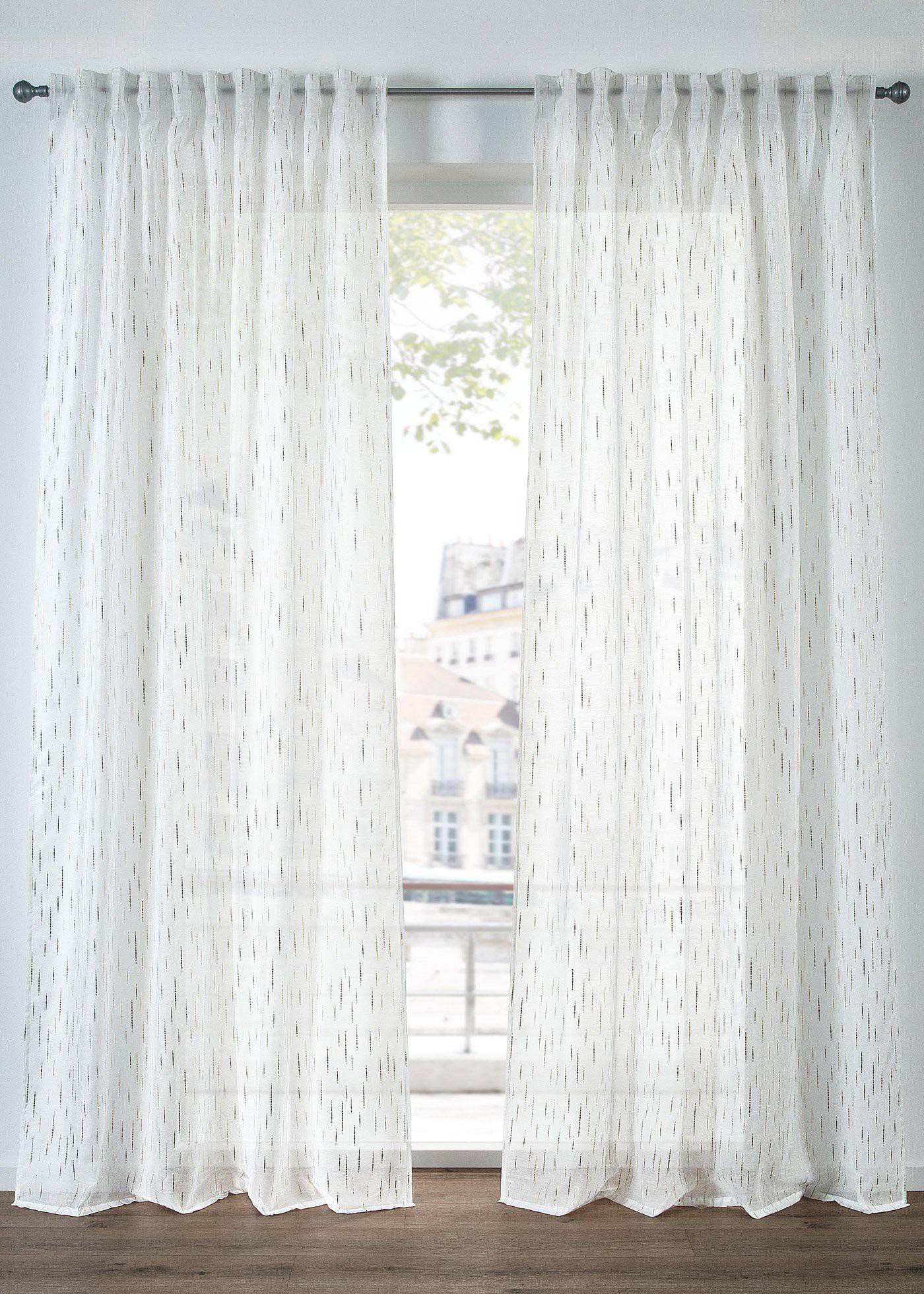 Batist Gardine mit Glanz, auch in extralang (1er Pack)