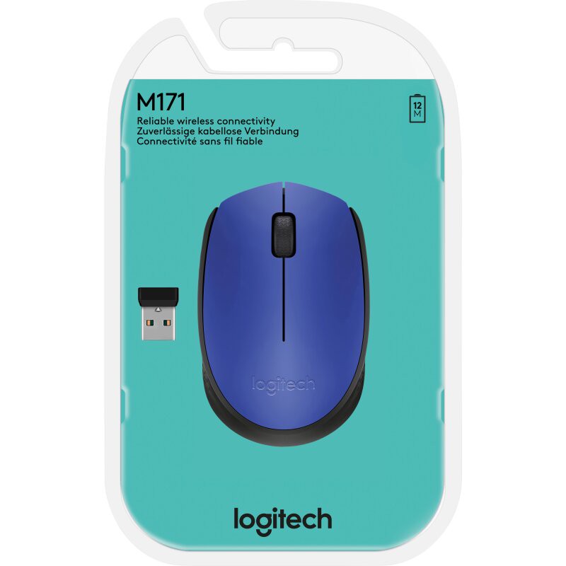 Logitech Maus M171, Wireless, blau