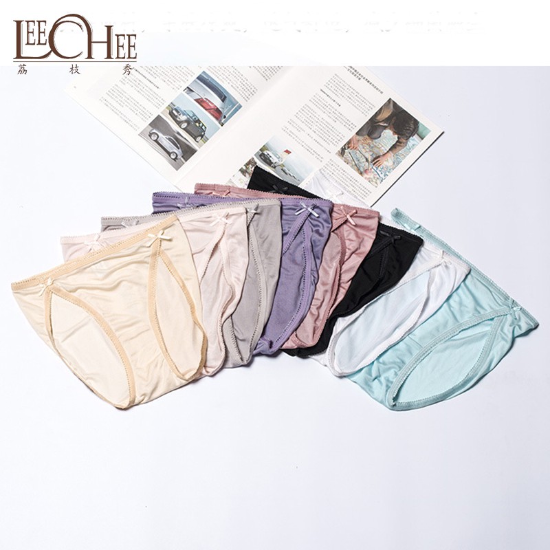 Leechee ZA007 Triangles noeud noeud soie soie culotte femme taille basse respirant femme