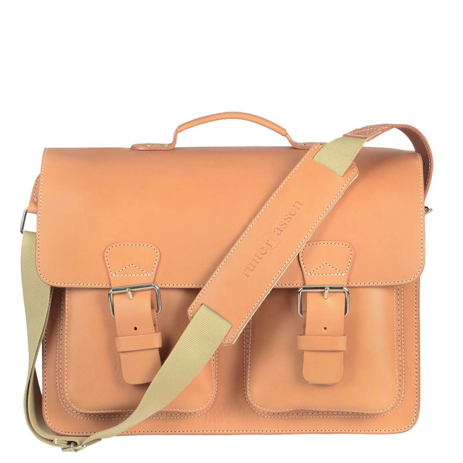 Aktentasche Leder Lehrertasche 3 Fächer natur braun 102358N | Ruitertassen