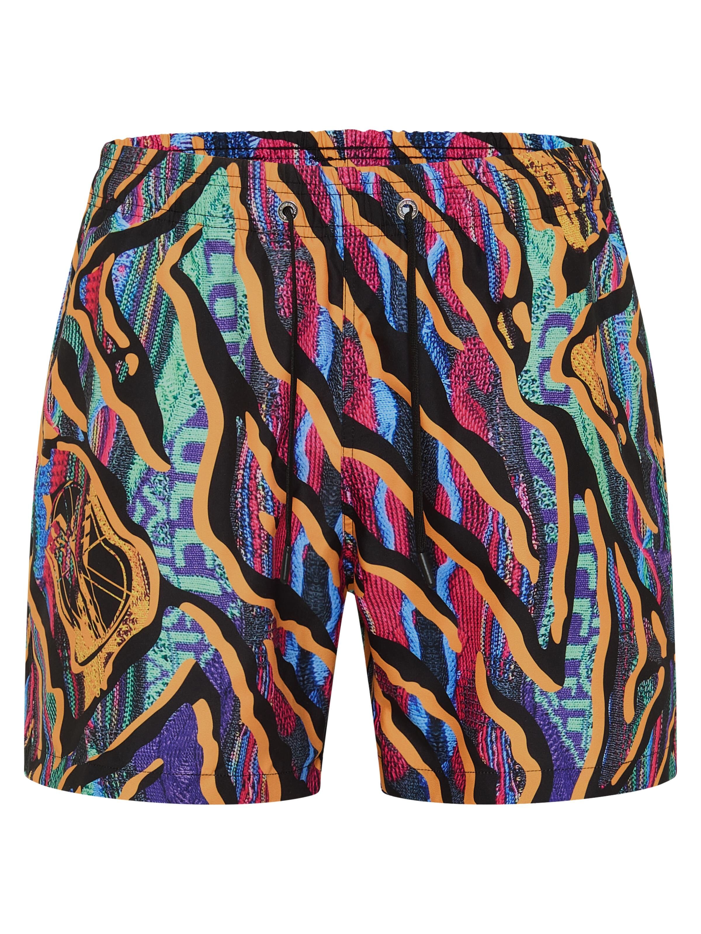 Badeshort mit Tierdruck Strickmuster