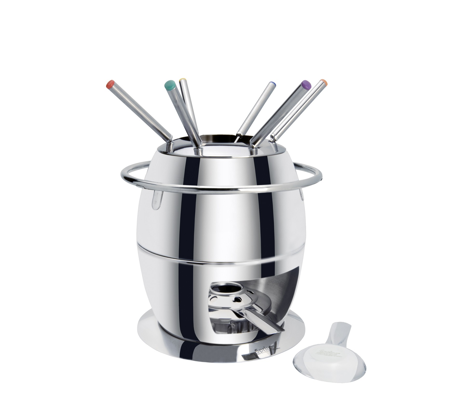 Fondue-Garnitur GSTAAD 18 polierter Edelstahl  + ausgefallenes Design 