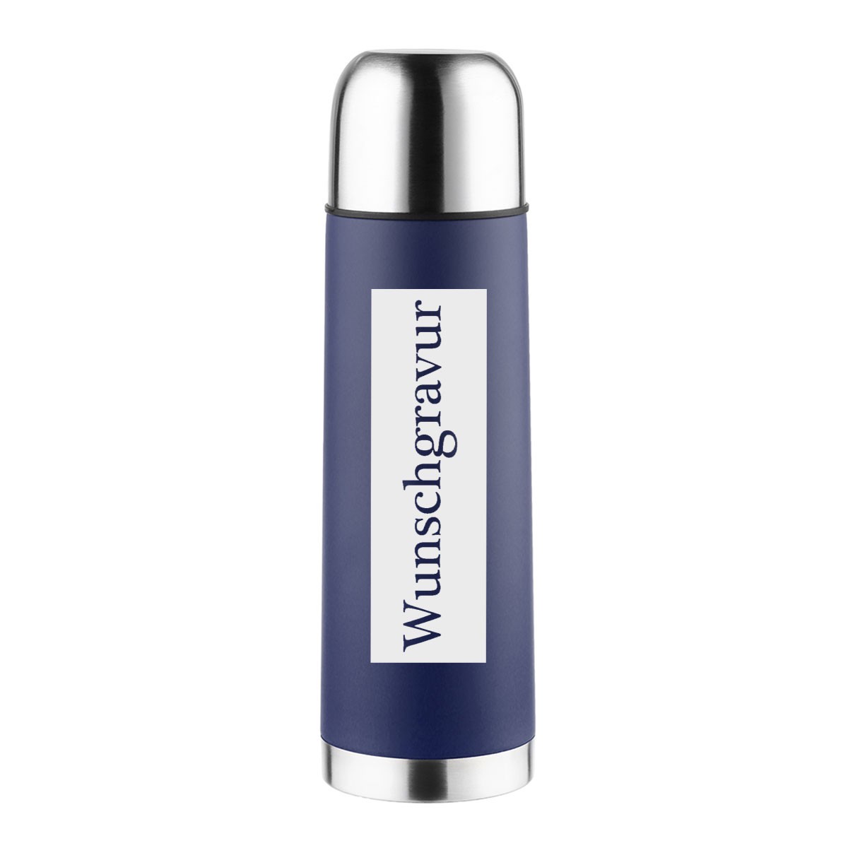 Edelstahl Thermoskanne 0,5 l Farbe blau inklusive Gravur