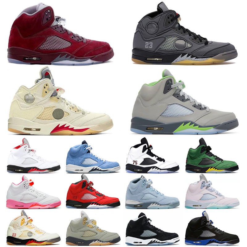 Jumpman 5 Basketball shoe shoes 5s Mens Fire Red Unc Burgundy Green Bean Sail Raging Black Muslin Mars For Her Concord Hyper Royal Trainers Outdo