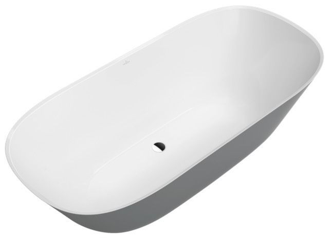 Villeroy & Boch Badewanne Theano 1750x800x620mm Duo Freistehend ColourOnDemand Stone White, Q175ANH7 Q175ANH7F2BCVRW