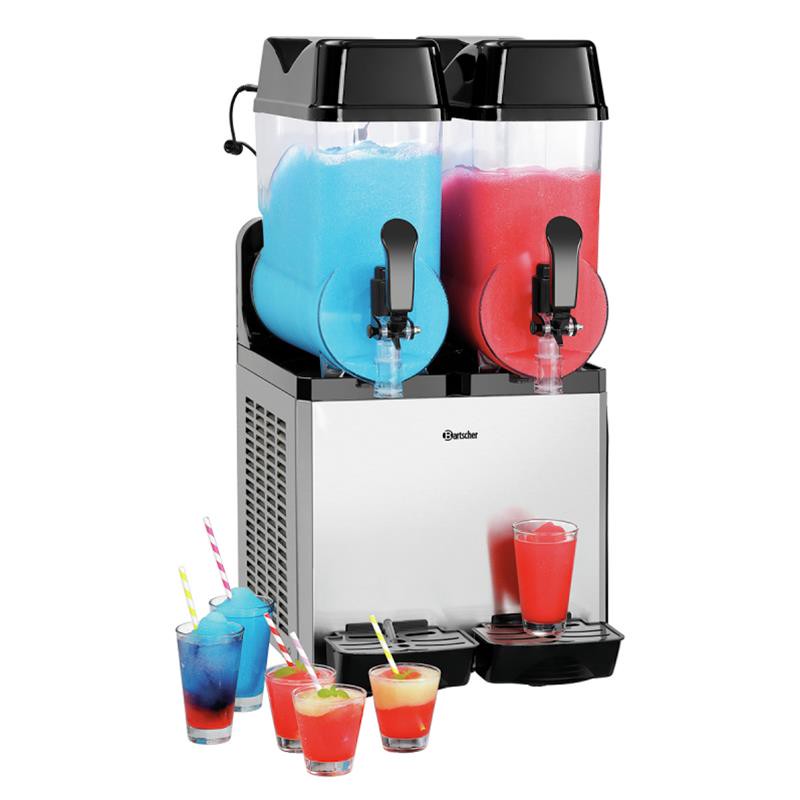 Slush Maschine, 2×12 L, Edelstahl & Polycarbonat, Nacht-/Tagmodus, geräuscharm