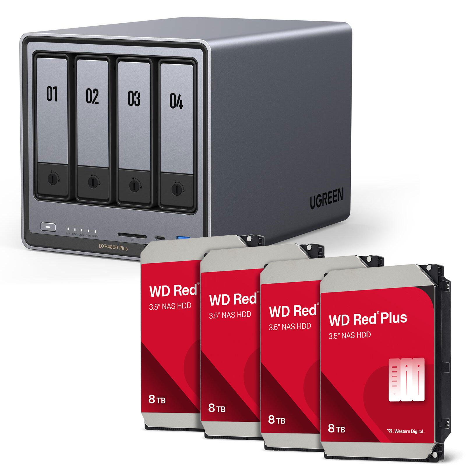 Ugreen NASync DXP4800 Plus + Western Digital Festplatte 32 TB (4 x 8 TB)
