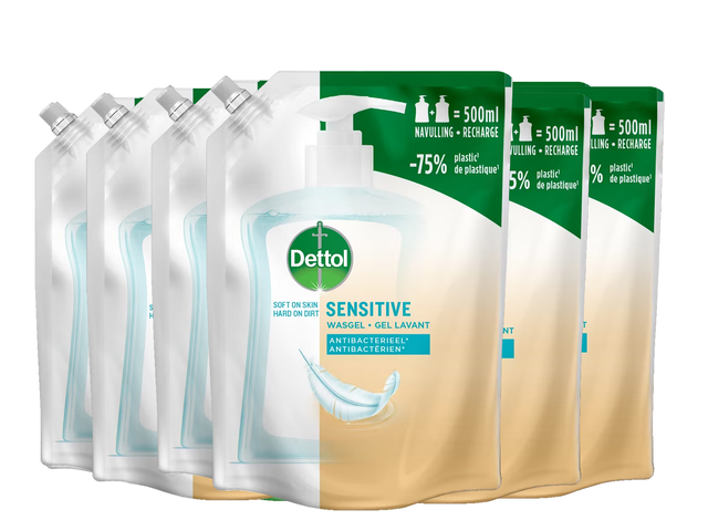 6x Dettol Waschgel im Nachfüllpack | Sensitive | 500 ml