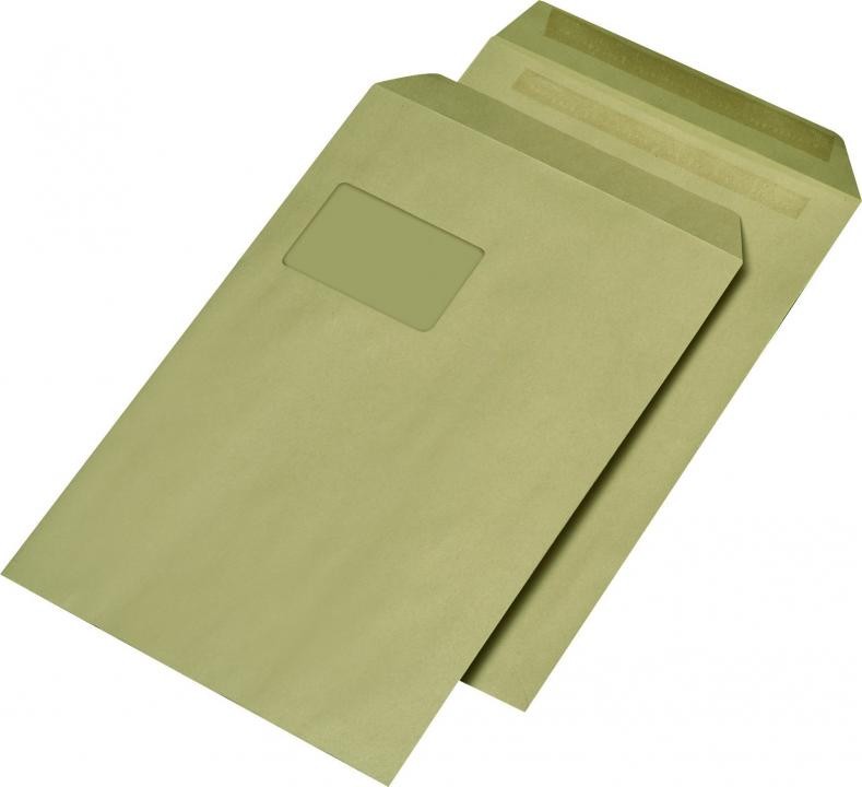 Versandtaschen C4 mit Fenster selbstklebend 90 g/qm braun 250 Stück