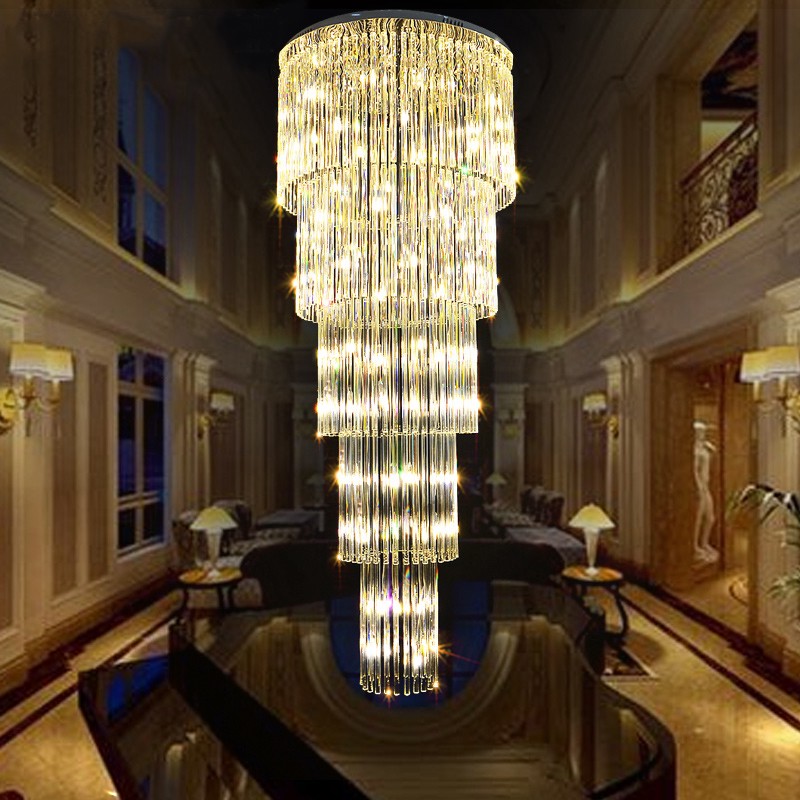 Kristall-Kronleuchter, Beleuchtungskörper, LED, moderner Kronleuchter, Hotel, Cafés, Pub, Zuhause, Innenbeleuchtung, luxuriöse lange Kristall-Tro