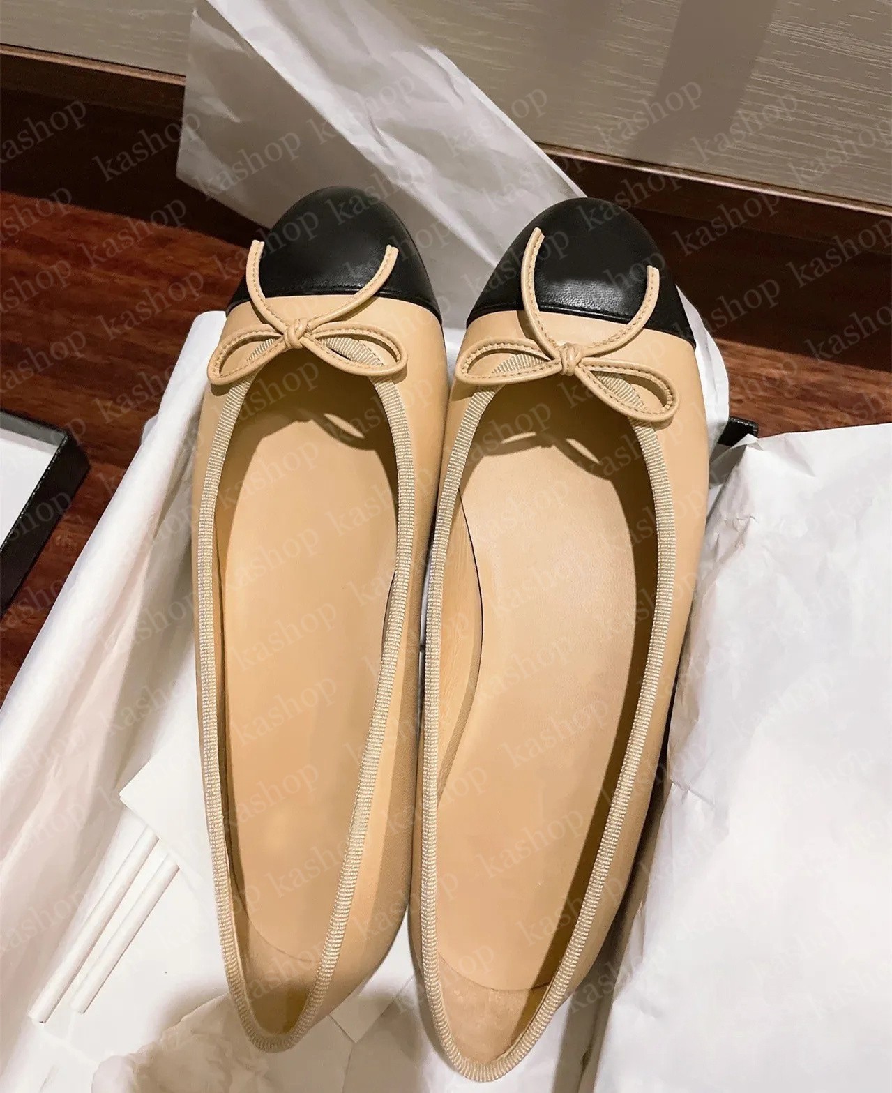 Designer shoes Paris Brand designer Black Ballet Flats Shoes Women Quilted Genuine Leather Slip on Ballerina Luxury Round Toe Ladies Dress Shoes