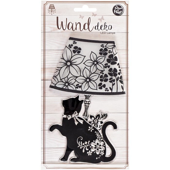 Mini Wandsticker LED-Lampe Katze 11 x 19 cm cm selbstklebend