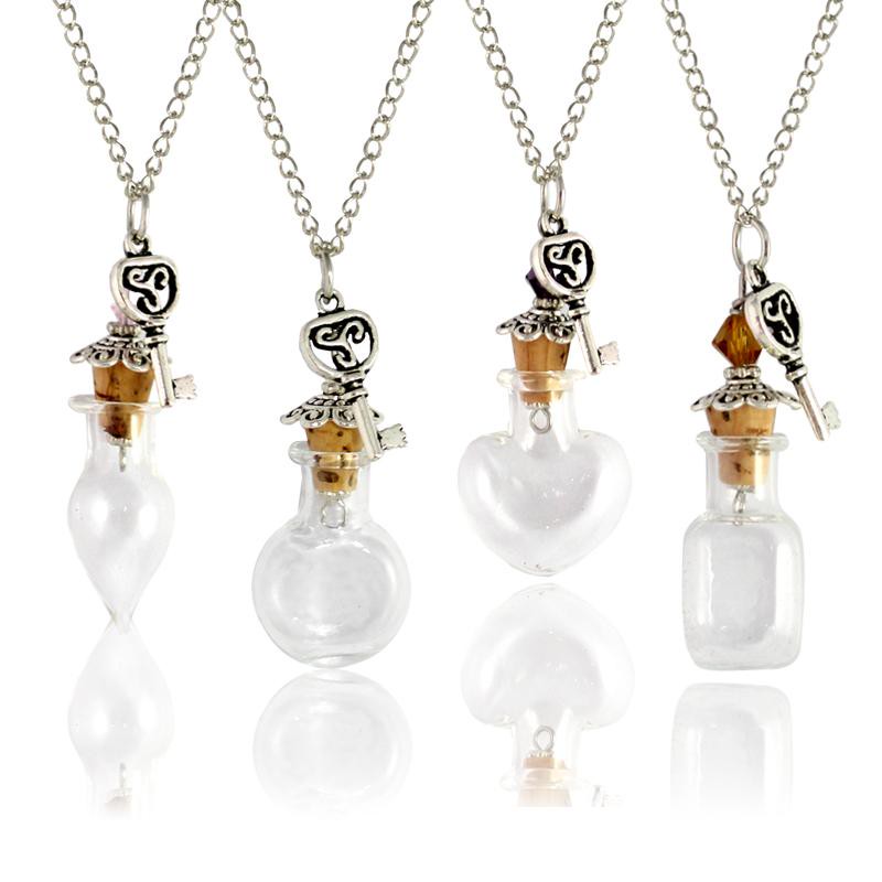 Pendentif Colliers 1PC 20x20mm Souhaitant Collier Huile essentielle Gardez Petite bouteille DIY PARFUM vide