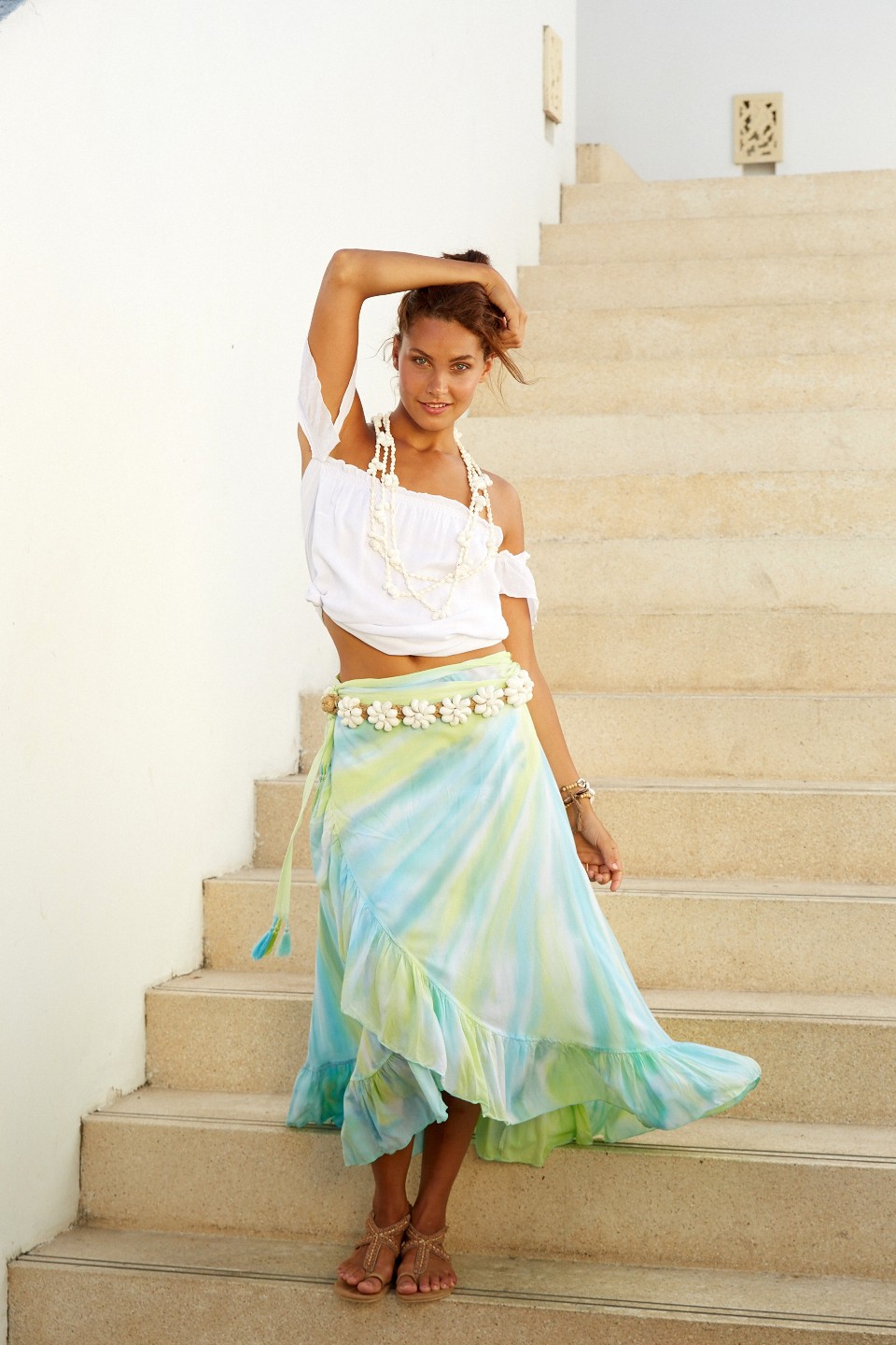 HOT LAVA Wickelrock mit langer Krawatte im Papagayo-Design für Damen - XL