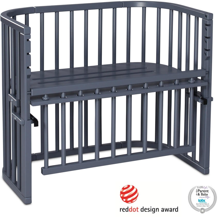 Tobi babybay® Beistellbett Maxi Comfort Plus schiefergrau mit Matratze Klima