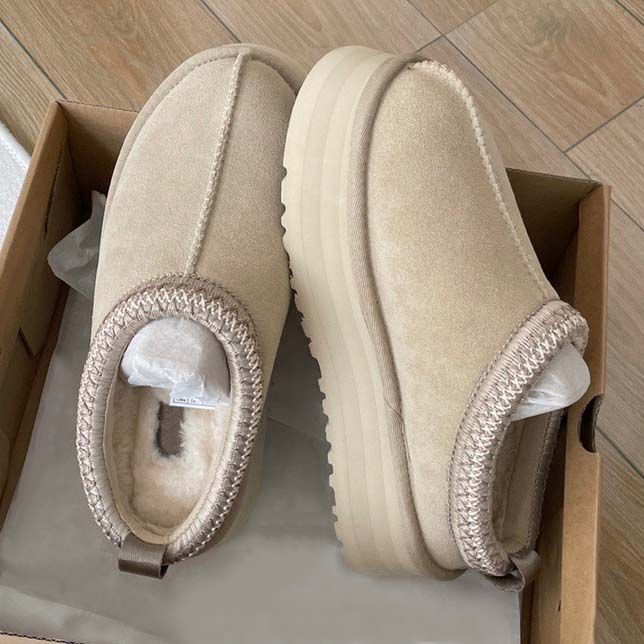 Woman Tazz Tasman Slippers Chestnut Fur Slides Sheepskin Shearling Tazz Slippers Mules Men Ultra Mini Platform Boot Slip-on Shoes Suede Upper Com