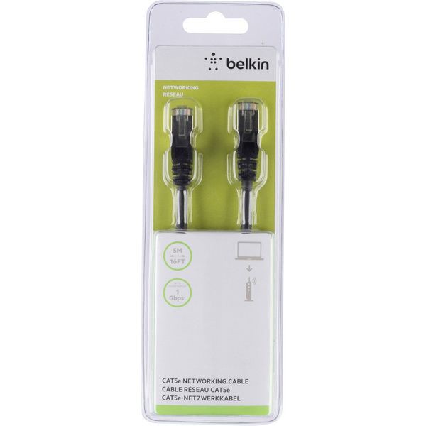 Belkin CAT 5e RJ45 Netzwerkkabel Ethernetkabel mit Rastnasenschutz 5m
