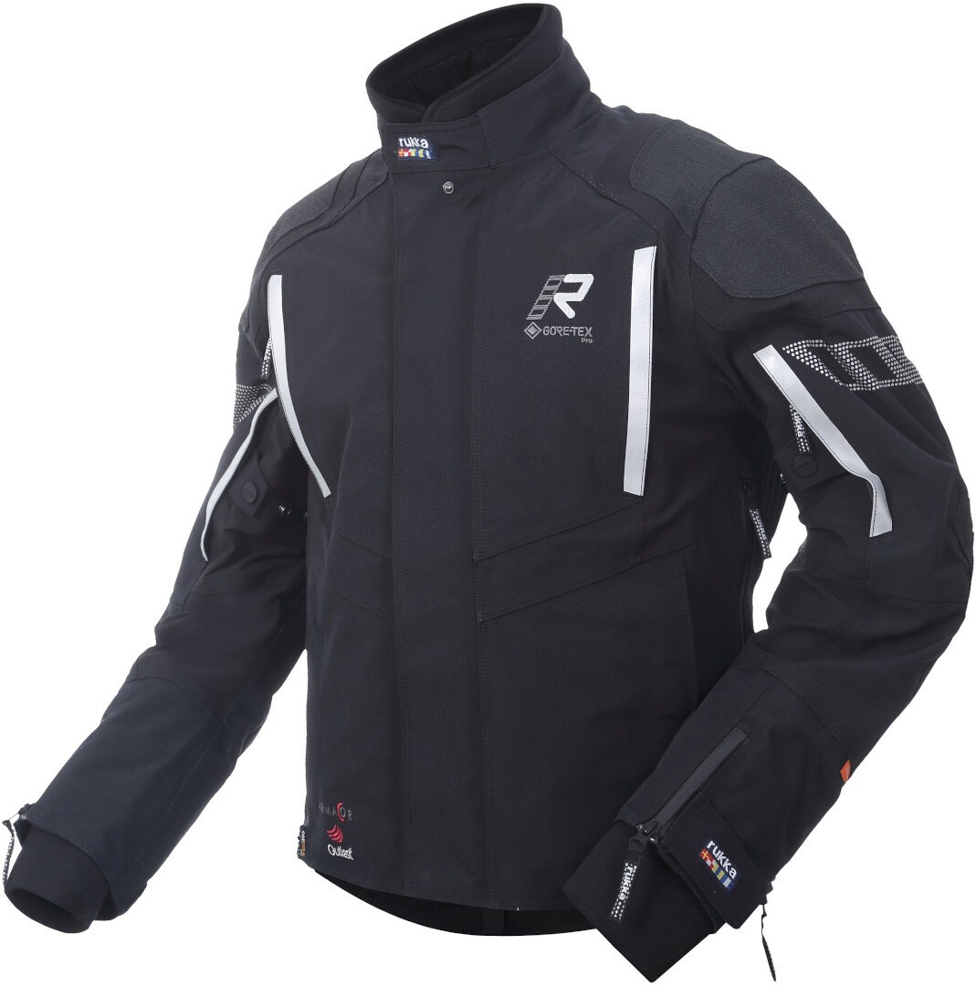 Rukka Shield-RD WP GTX Textil Motorradjacke, schwarz-weiss, Größe 48 für Männer