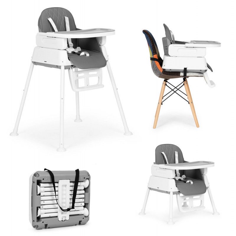 Zusammenklappbarer 3-in-1-Hochstuhl grau