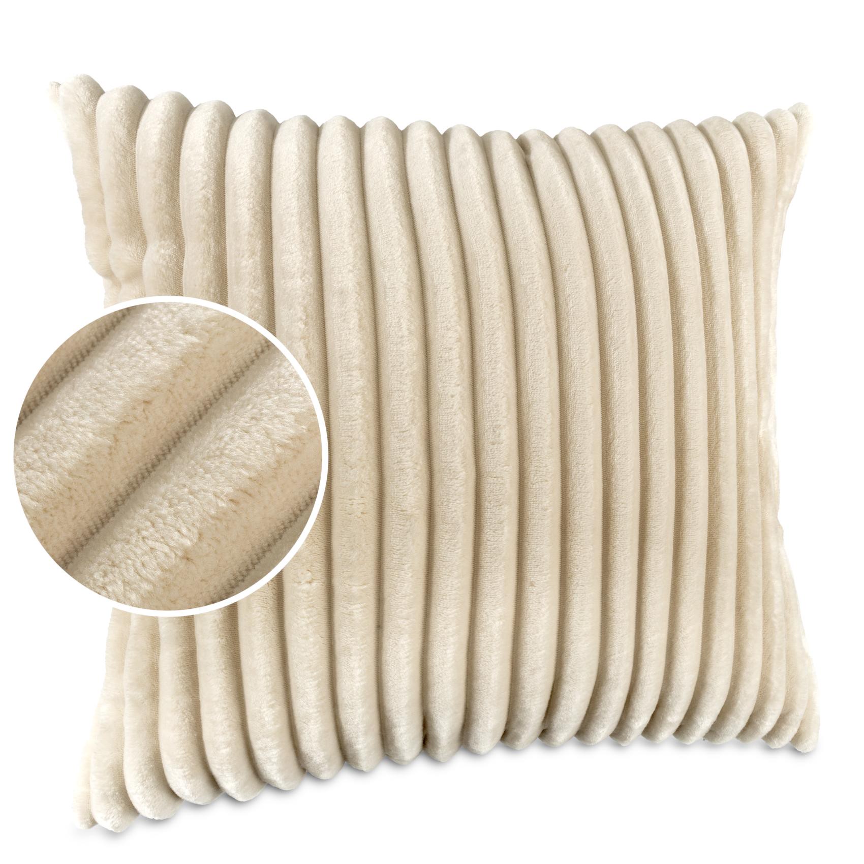 Plüsch Cord Kissen Kissenbezug Sofakissen Big Cord Dekokissen mit & ohne Füllung 4 Größen Creme 40x40cm Ohne Füllung