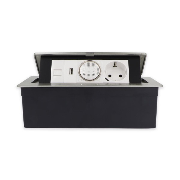 Tischsteckdose Lautsprecher + Steckdose mit USB-C + Netzwerk + USB-A FZP517EU-C-FCF-Netzw-USB