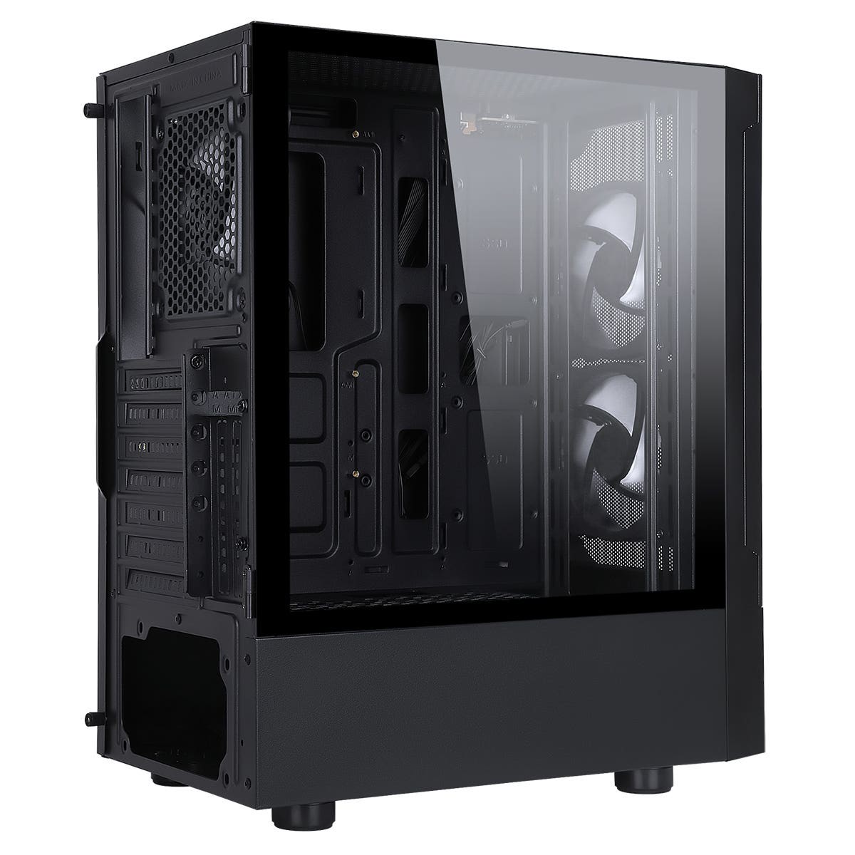 CIT Impact Black ATX ARGB Gaming Case - 6 x Inner-Ring ARGB Fans & 6-Port Fan Hub