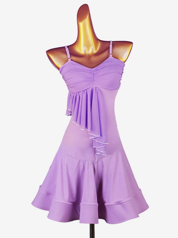 Latin Dance Kleider Lavendel Frauen Lycra Spandex Kleid Latin Dancer Kostüm