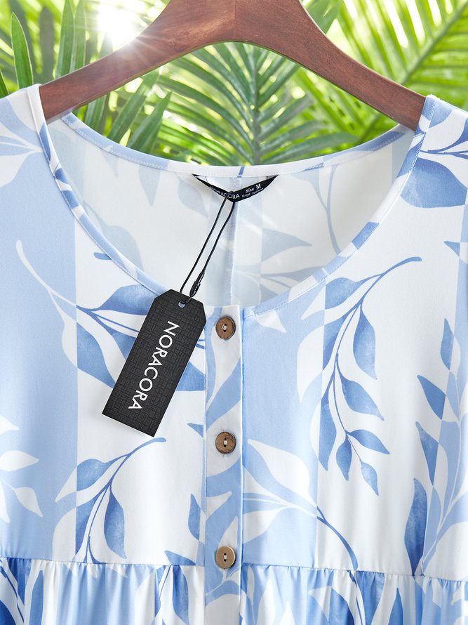 Geblümt Sommer Urlaub Maxikleid 1 * Kleid Standard Weit T-Shirt-Kleid Nein Kleider für Damen