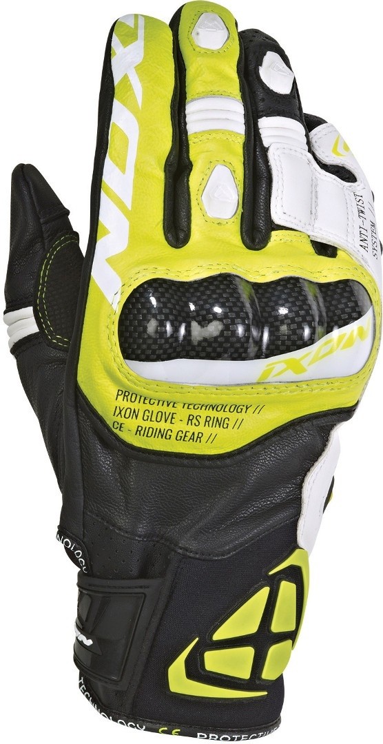 Ixon Rs Ring Gants, noir-blanc-jaune, taille S pour Hommes