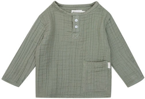 Leevje Musselinshirt mit Tasche - green 134/140