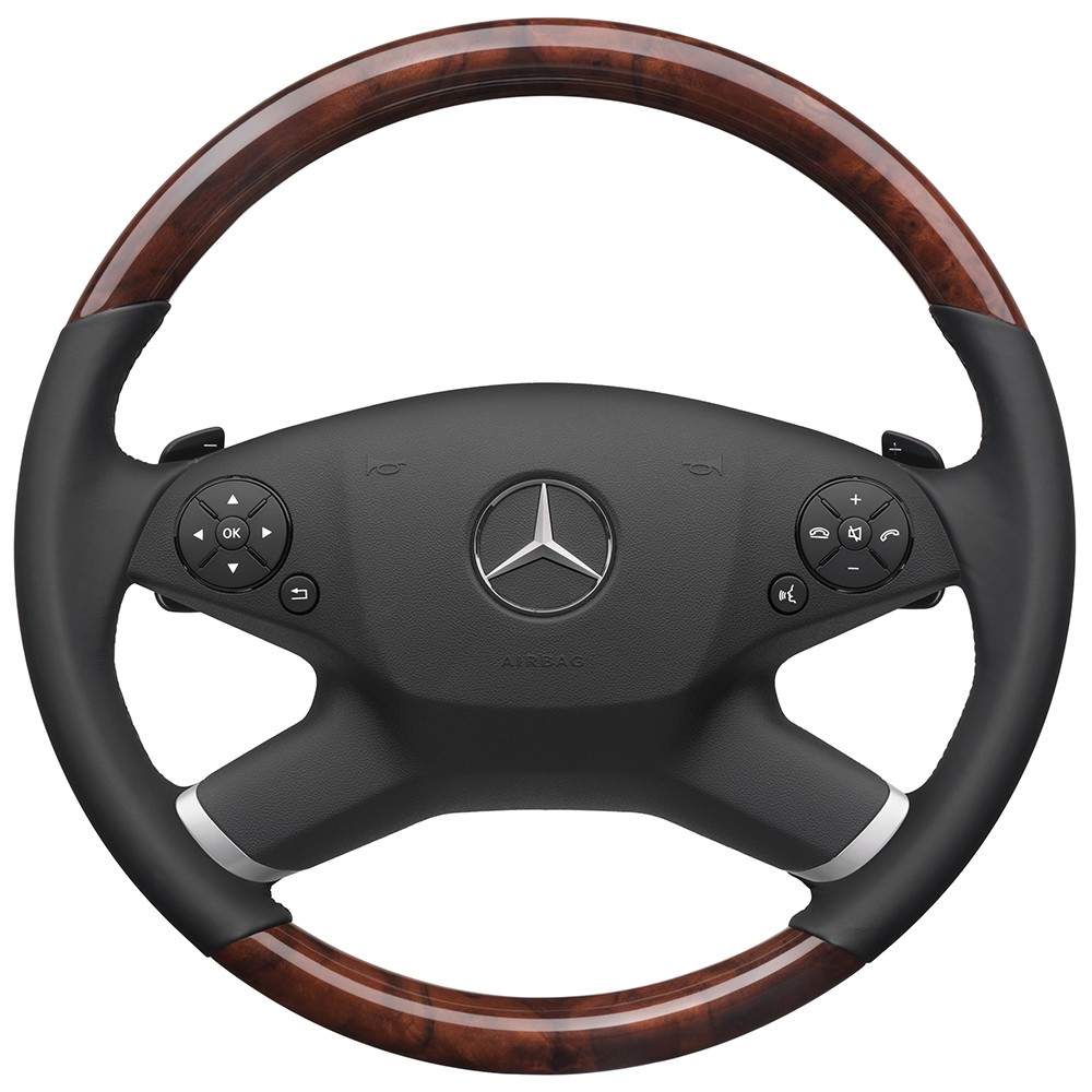 Mercedes-Benz Holz-Leder-Lenkrad mit LSP, schwarz, E-Klasse (S212/V212/W212)